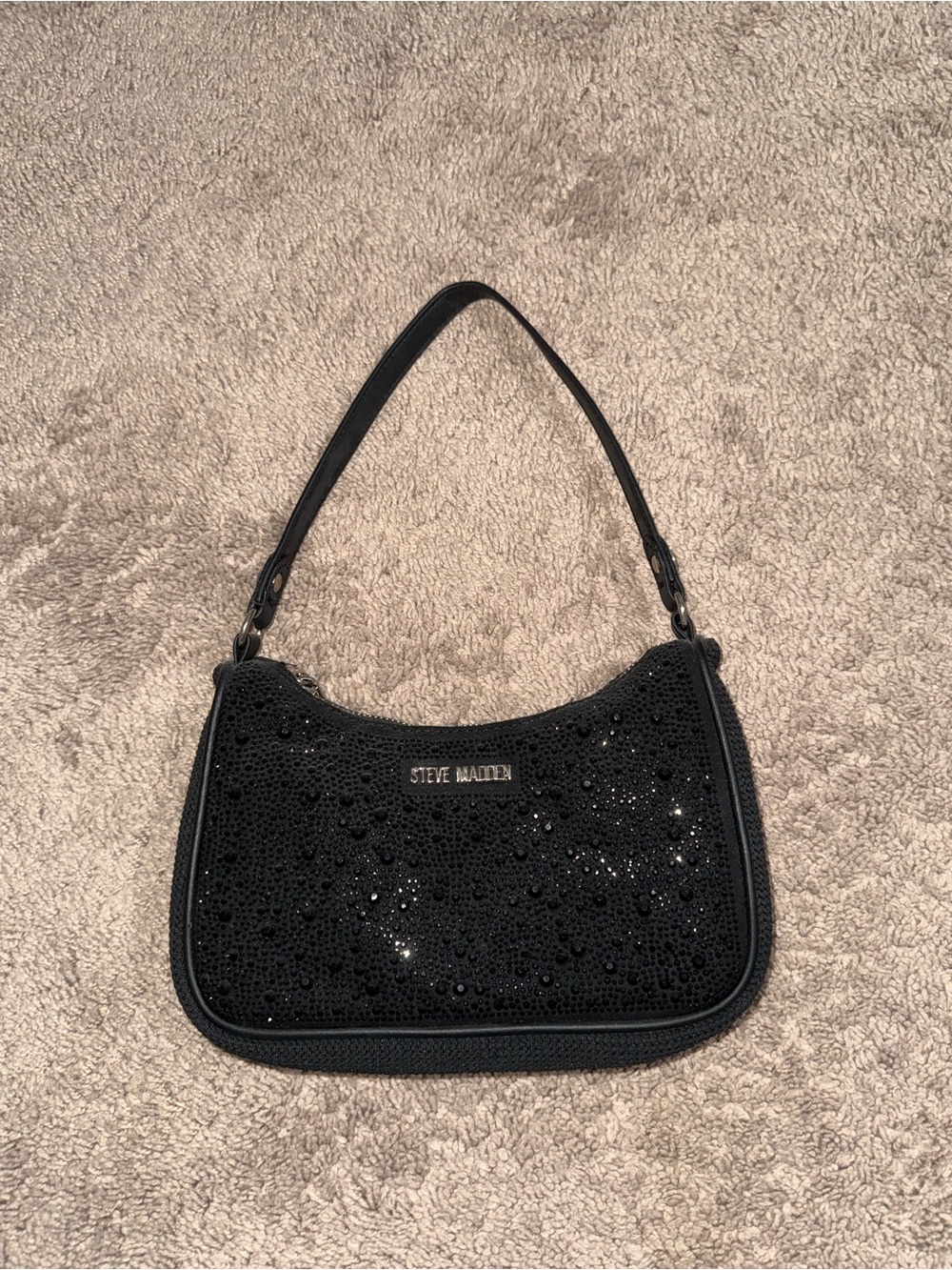Steve Madden Black Sequin Shoulder Bag with Top Strap